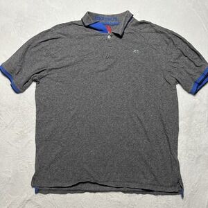 Ecko Unltd Men's XXL Gray Polo Shirt Blue Accents Rhino Logo Y2K Streetwear